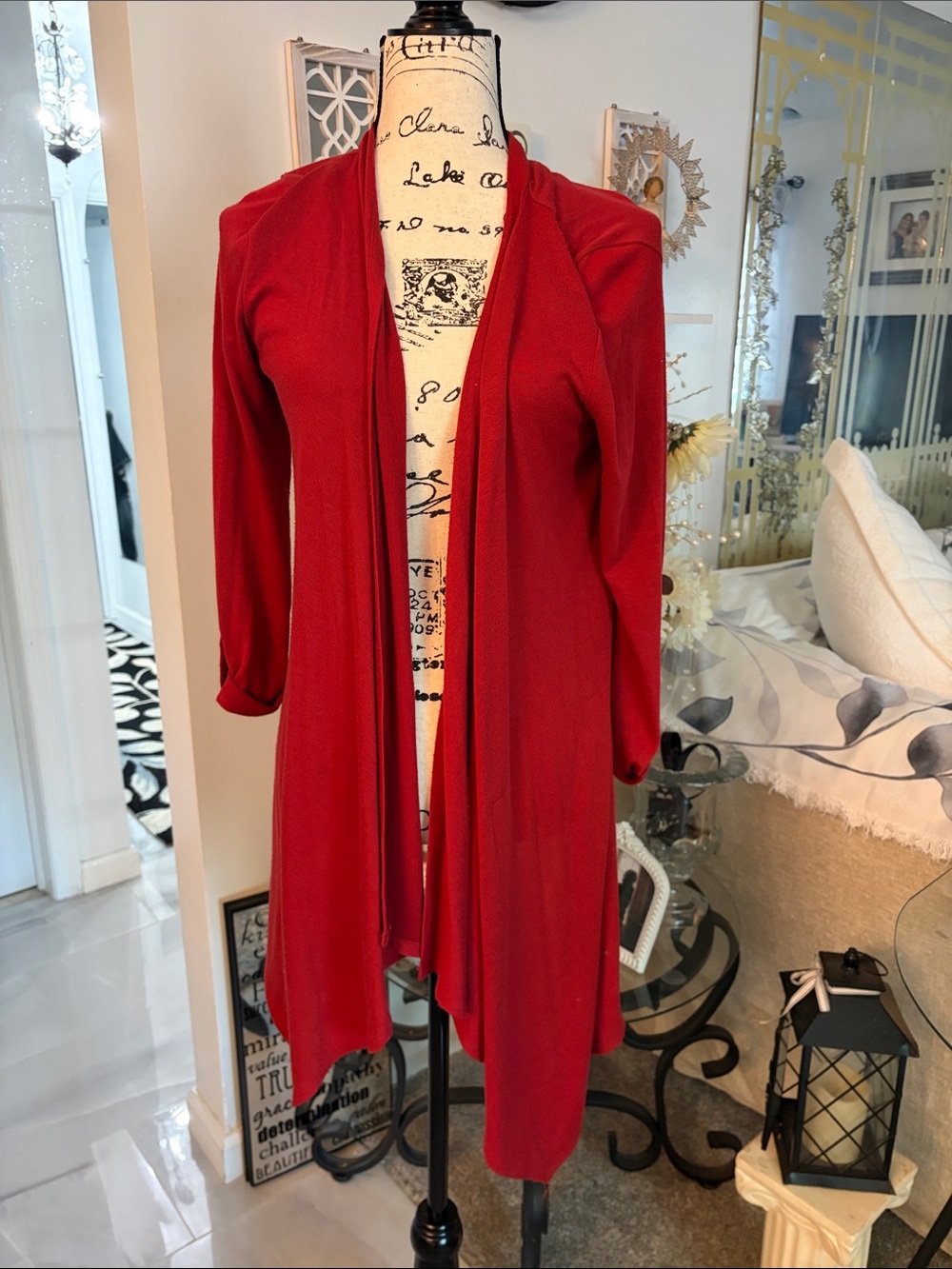 Style & Co. Rust Red Open-Front Long Cardigan - Picture 2 of 7